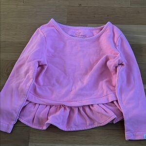 Vineyard Vines Pink Long Sleeve Tee with Ruffle Hem
